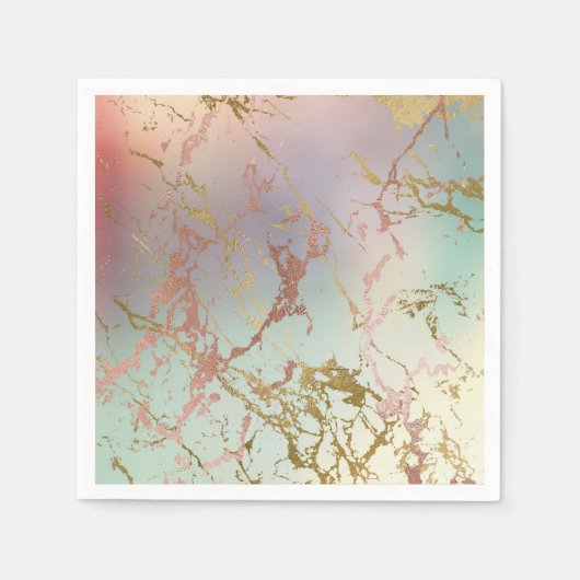 Elegant Beige Marmer | Mint Sage Green Roos Gold Servet (Voorkant)