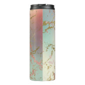 Elegant Beige Marmer | Mint Sage Green Roos Gold Thermosbeker (Achterkant)