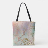 Elegant Beige Marmer | Mint Sage Green Roos Gold Tote Bag (Achterkant)