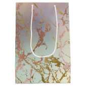 Elegant Beige Marmer | Mint Saliegroen Rozen Goud Medium Cadeauzakje (Achterkant)