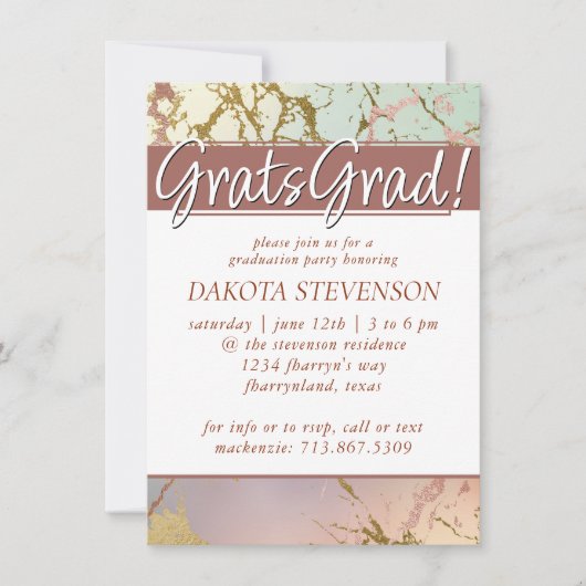 Elegant Beige Marmer | Sage Roos Goud Afstuderen Kaart (Voorkant)