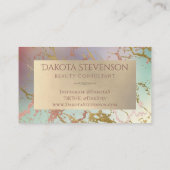 Elegant Beige Marmer | Salie en Roos Gold Monogram Visitekaartje (Achterkant)