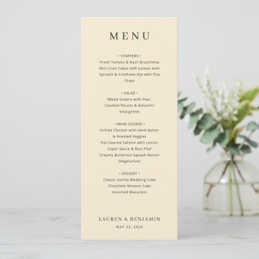 Elegant Beige Menu Template (Staand voorkant)
