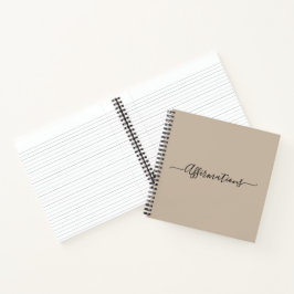 Elegant Beige met Black Typography Affirmations Notitieboek