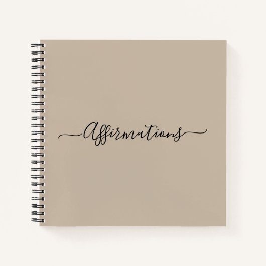 Elegant Beige met Black Typography Affirmations Notitieboek (Voorkant)