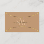 Elegant Beige met Gold Decor en Monogram Simple Visitekaartje (Voorkant)
