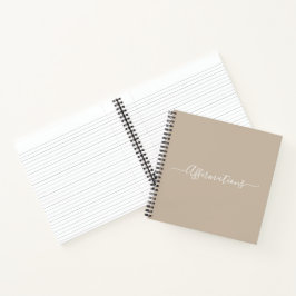 Elegant Beige met White Typography Affirmations Notitieboek