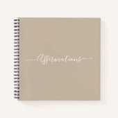 Elegant Beige met White Typography Affirmations Notitieboek (Voorkant)