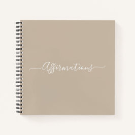 Elegant Beige met White Typography Affirmations Notitieboek