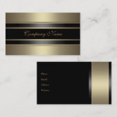 Elegant Beige Metal Look Zwart Brons Visitekaartje (Voorkant / Achterkant)
