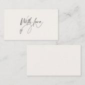Elegant Beige Minimalist Met Liefde Script Notitiekaartje (Voorkant / Achterkant)