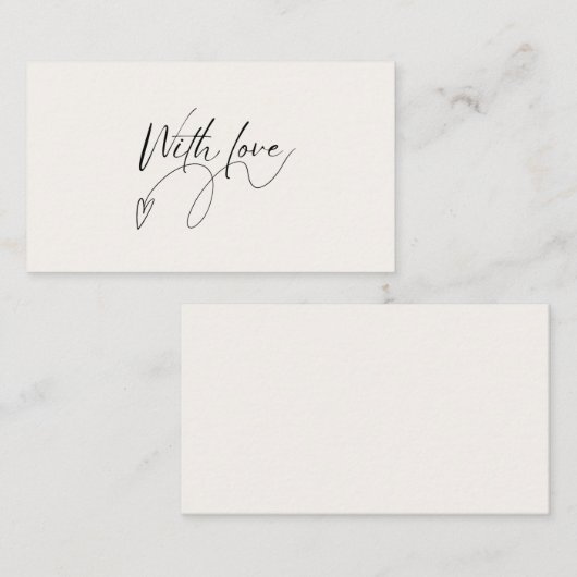 Elegant Beige Minimalist Met Liefde Script Notitiekaartje (Voorkant / Achterkant)