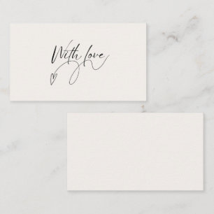 Elegant Beige Minimalist Met Liefde Script Notitiekaartje