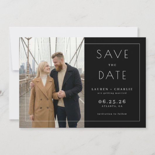 Elegant Beige Minimalist Photo Save The Date (Voorkant)
