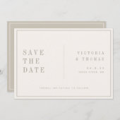 Elegant beige minimalist slaat de datum op save the date (Voorkant / Achterkant)