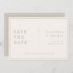 Elegant beige minimalist slaat de datum op save the date
