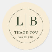 Elegant Beige Minimalist Thank You Ronde Sticker (Voorkant)