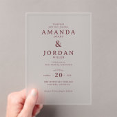 Elegant Beige Minimalist Wedding Invitation Acryl Uitnodigingen (Insitu (Draagbaar))