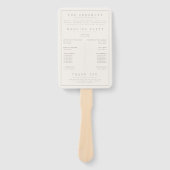 Elegant Beige Minimalist Wedding Programme Handwaaier (Voorkant)
