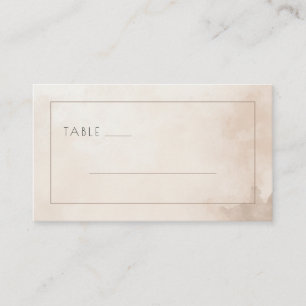 Elegant Beige Minimalistische Tafelkaart Plaatskaartje