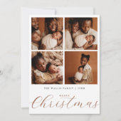 Elegant Beige Modern 4 foto collage Kerstmis Feestdagenkaart (Voorkant)