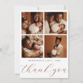 Elegant Beige Modern 4 Photo Collage Baby Shower Bedankkaart (Voorkant)