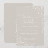 Elegant Beige Modern Leaf Motif Thanksgiving Kaart (Voorkant / Achterkant)