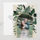 Elegant beige Moderne boogblad foto bruiloft Bedankkaart (Voorkant / Achterkant)