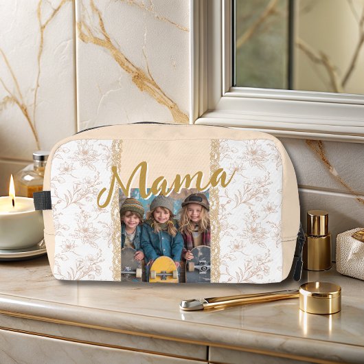 Elegant Beige Moederdag Bijbelvers Foto Toilettasje