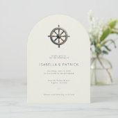 Elegant Beige Nautical Ship Wheel Kaart (Staand voorkant)