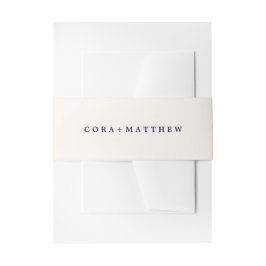 Elegant Beige & Navy Bride en Groom Wedding Uitnodigingen Wikkel