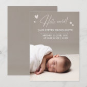 Elegant Beige Neutral Pasgeboren Aankondiging Kaar (Voorkant / Achterkant)