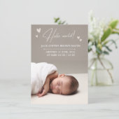Elegant Beige Neutral Pasgeboren Aankondiging Kaar (Staand voorkant)