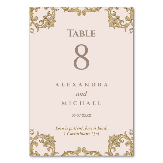 Elegant Beige Ornate Baroque Christian Wedding  Kaart (Voorkant)