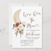 Elegant Beige Over the Moon Baby shower Invitation Kaart (Voorkant)