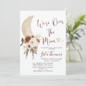 Elegant Beige Over the Moon Baby shower Invitation Kaart (Staand voorkant)