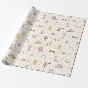 Elegant Beige Paardensport Diamant Patroon Cadeaupapier