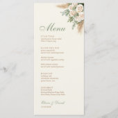 Elegant Beige Pampas Grass Wedding Menu Card (Voorkant)