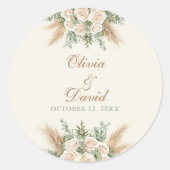 Elegant Beige Pampas Grass Wedding Sticker (Voorkant)