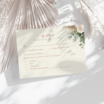 Elegant Beige Pampasgras & Roos Huwelijks RSVP