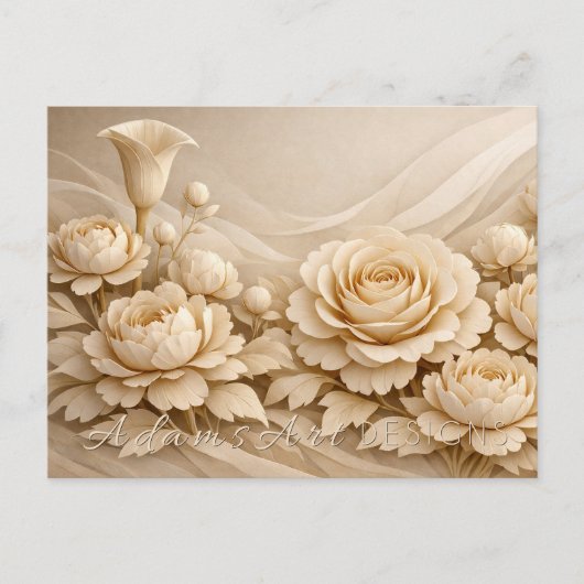 Elegant Beige Paper Flower Bouquet Briefkaart (Voorkant)