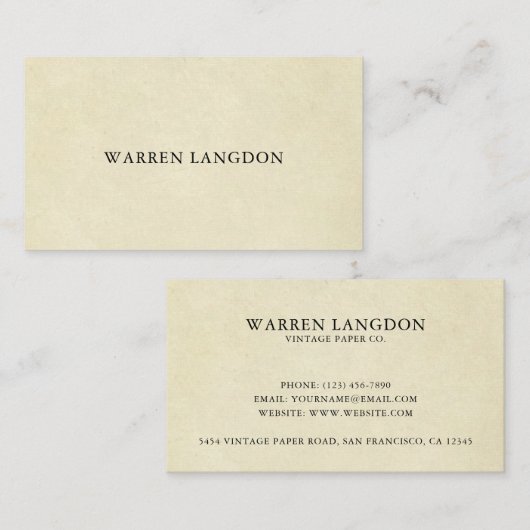 Elegant Beige  Paper Professional Visitekaartje (Voorkant / Achterkant)