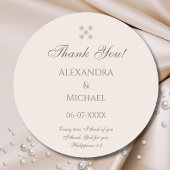 Elegant Beige Pearl Christian Wedding Thank You Ronde Sticker