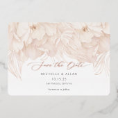 Elegant beige peony bruiloft, behalve datumkaarten folie uitnodiging (Voorkant)