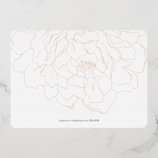 Elegant beige peony bruiloft, behalve datumkaarten folie uitnodiging (Achterkant)