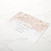 Elegant beige peony bruiloft, behalve datumkaarten folie uitnodiging (Gedraaid)