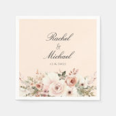 Elegant, beige-perzik, pastel, bloemboeket servet (Voorkant)