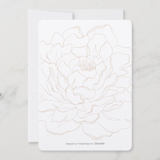 Elegant beige pony, moderne bloemetjesbruiloft kaart (Achterkant)