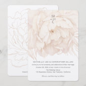 Elegant beige pony, moderne bloemetjesbruiloft kaart (Voorkant / Achterkant)