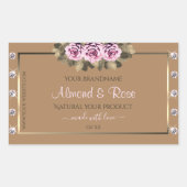 Elegant Beige Product Labels roze Roses Diamonds (Voorkant)